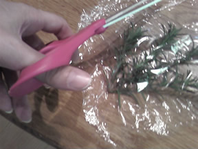 cutting plastic wrap